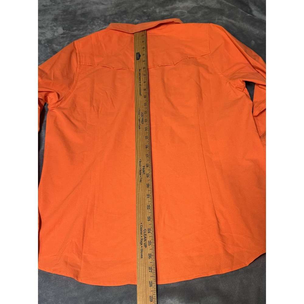 King Ranch Shirt Womens L Orange Western Fishing Snap Front Long Sleeve Sawtooth - Picture 10 of 11